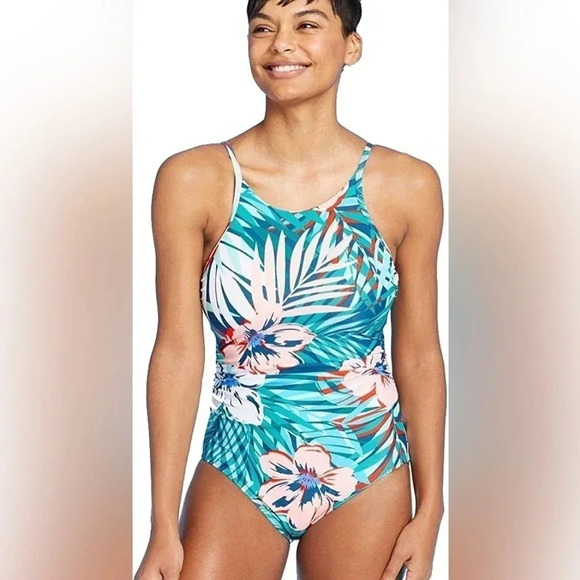 Kona Sol Floral High Neck High Coverage One piece swimsuit - Picture 1 of 6